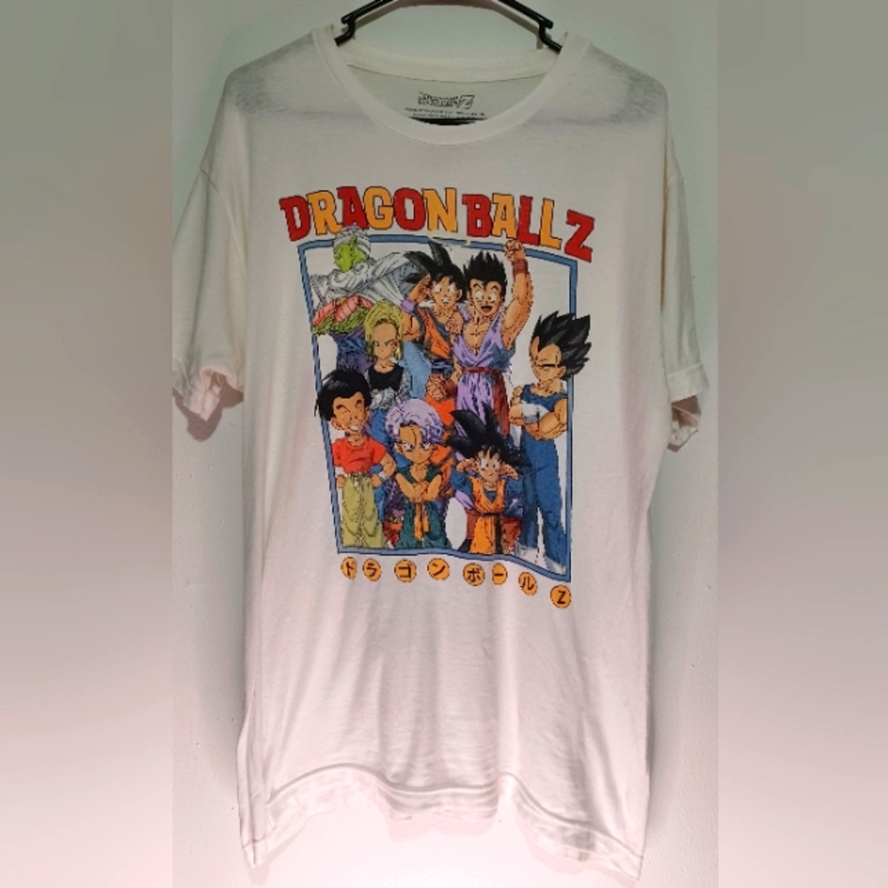DragonBall Z Squaded Men's Large White Cotton Shirt
